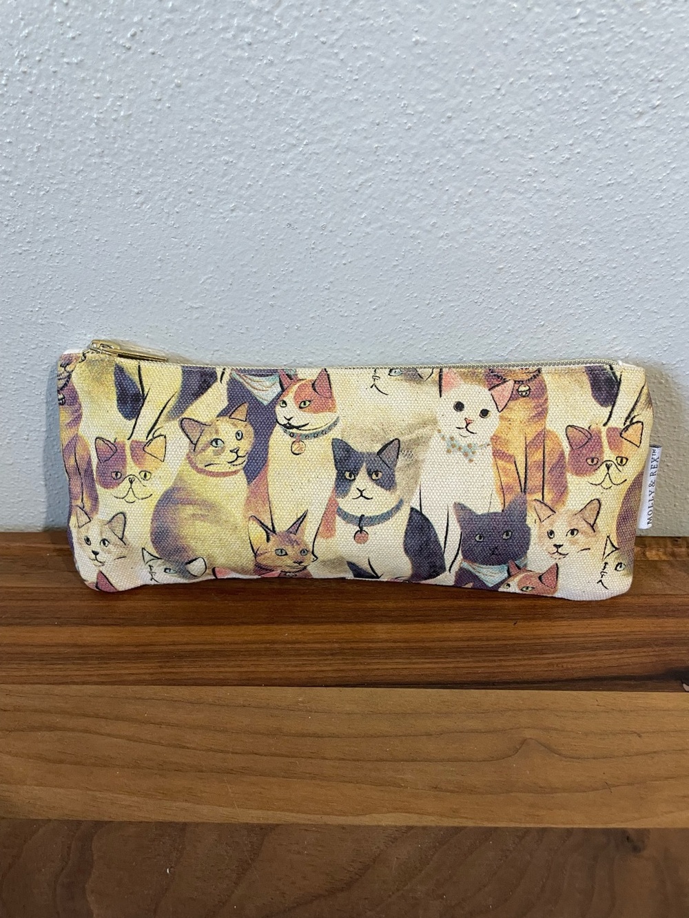 Molly & Rex Cat Print Zipper Pencil Pouch Cosmetic Bag Canvas Kawaii Cute Pets